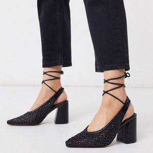 Block heel sling back shoes